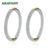 925 Silver 34mm 18K Gold Circle Hoop Earrings For Women Fashion Wedding Jewelry
