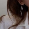 925 Sterling Silver Gypsophila Sparkling Drop Earrings Temperament Women Ear Line Long Earrings Fashion Jewelry For Wedding Gift