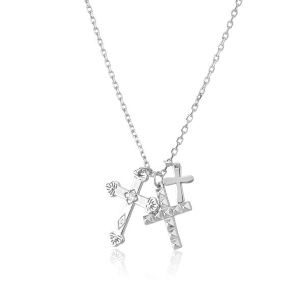 ANDYWEN Winter 925 Sterling Silver Gold Three Cross Pendant Charm Long Chain Necklace 2021 Fashion Fine Jewelry 2021 Gift