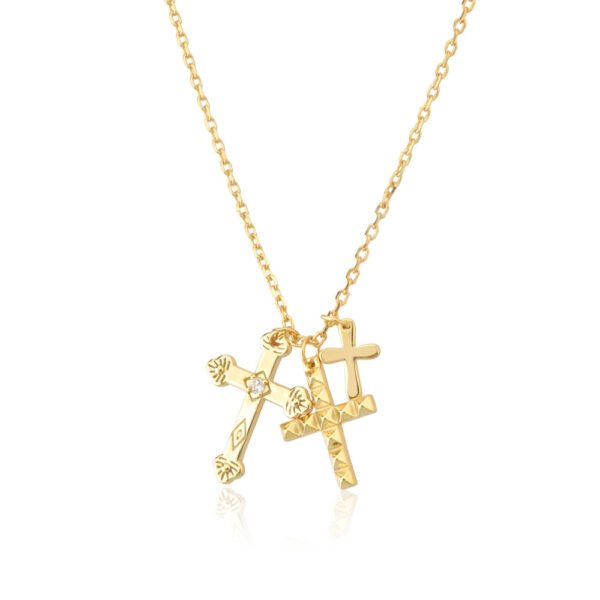 ANDYWEN Winter 925 Sterling Silver Gold Three Cross Pendant Charm Long Chain Necklace 2021 Fashion Fine Jewelry 2021 Gift