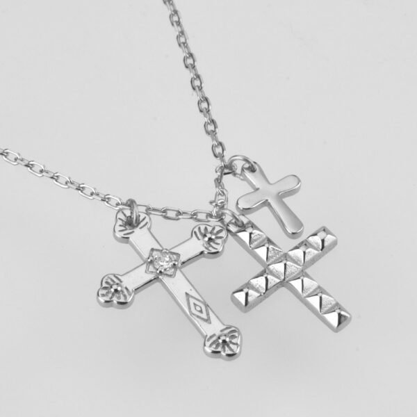 ANDYWEN Winter 925 Sterling Silver Gold Three Cross Pendant Charm Long Chain Necklace 2021 Fashion Fine Jewelry 2021 Gift