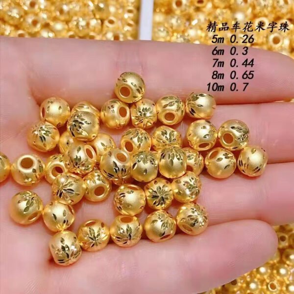 Luxury Pure 24K Gold Jewelry Accessories DIY Bracelet Necklace Beads Women Ladies Female Bridal Engagement Wedding Jewelry