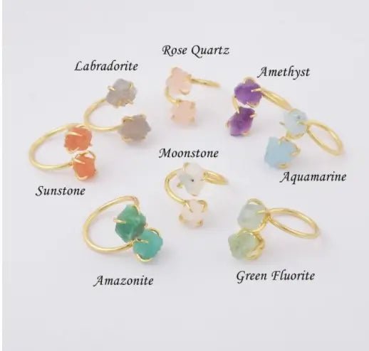 The latest Luxury Gemstone Ring Women's 2 gemstone cuff ring Modern Cocktail adjustable designer ring pop