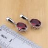 Natural 925 Silver Jewelry Red Birthstone Charm Jewelry Sets Women Earrings/Pendant/Necklace/Ring/Bracelets T055