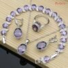 Natural 925 Silver Jewelry Red Birthstone Charm Jewelry Sets Women Earrings/Pendant/Necklace/Ring/Bracelets T055