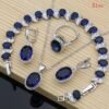 Natural 925 Silver Jewelry Red Birthstone Charm Jewelry Sets Women Earrings/Pendant/Necklace/Ring/Bracelets T055