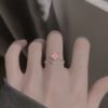 Sweet Flower Opening Adjustable Ring For Women Korean Trend Exquisite Jewelry Shiny Rhinestone Zircon Finger Ring Party Gift