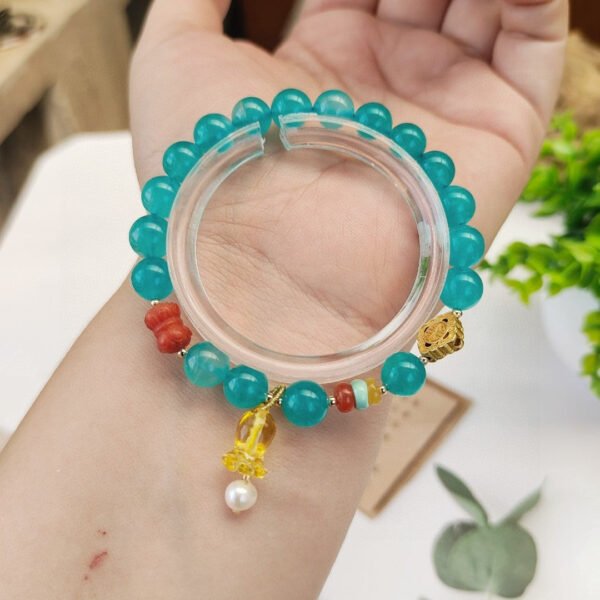 Natural Tianhe Stone Bracelet, 💞 Paired with natural southern red lotus/wax bell orchid 💓， Bead diameter 8mm 1020899