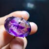 Pure Natural Purple Hair Crystal Purple Super Seven Ring for Women, Mysterious Dream Purple, Crystal Moisturizing 925 Sterling Silver Inlaid Flap Size: 21.8/15mm 10201988