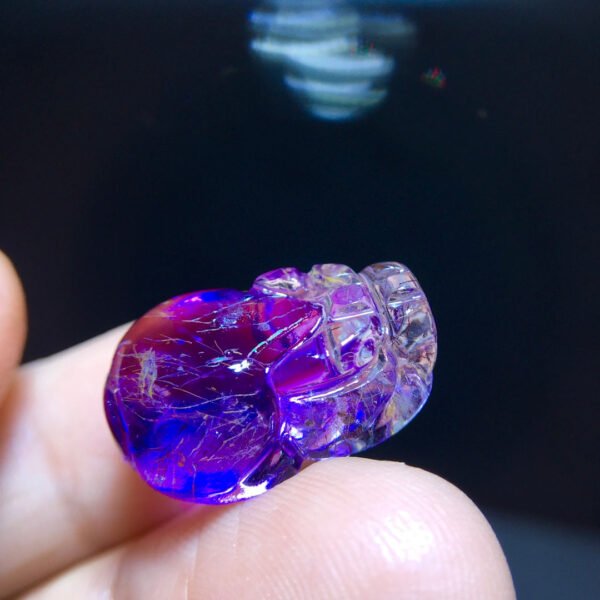 Natural Purple Hair Crystal Super Seven Purple Super Pixiu Pendant Treasure Collection, Size: 20.7/13mm 10202088