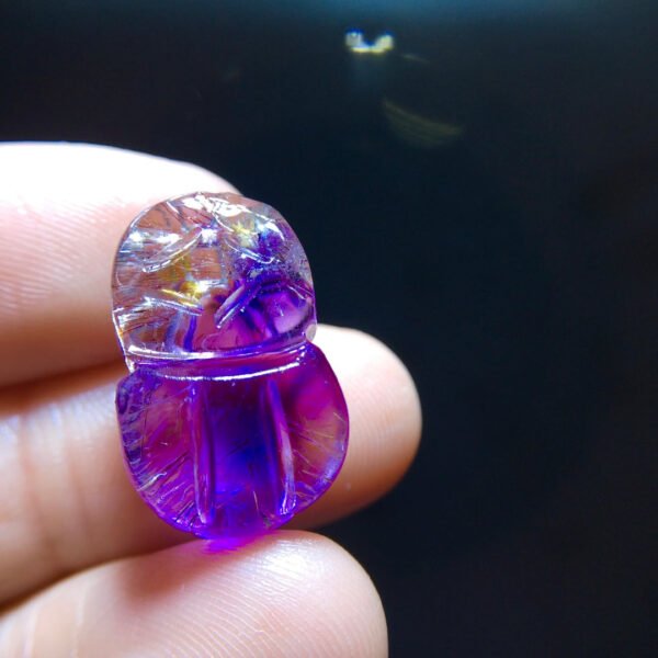 Natural Purple Hair Crystal Super Seven Purple Super Pixiu Pendant Treasure Collection, Size: 20.7/13mm 10202088
