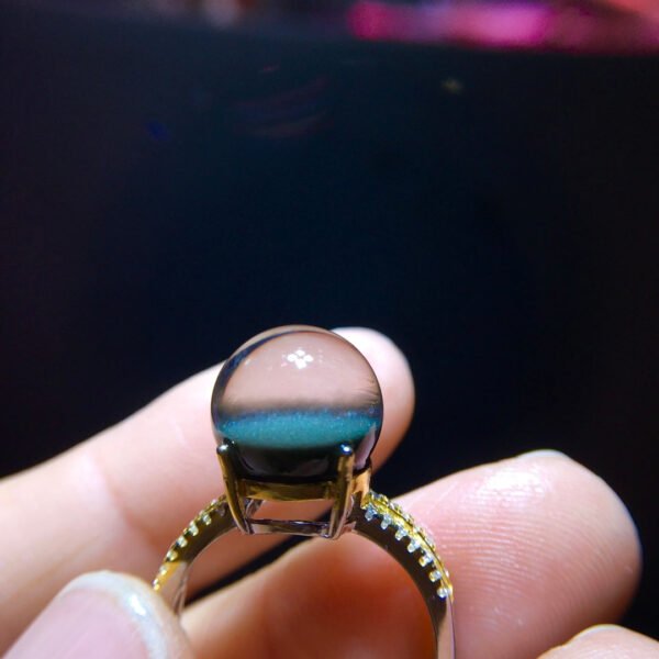 Natural green ghost treasure bowl ring for men and women, high-end 925 sterling silver inlaid, with a live size of 11.6mm2410238643