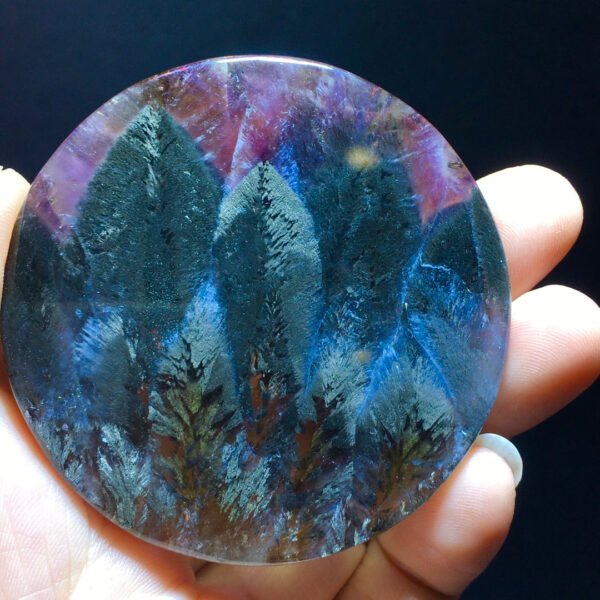 Black Aurora Feather 🪶 Small trees 🌲 Forest Pendant Pendant Pendant Round Label Men's and Women's Sizes 60.6/7.5mm2410588316