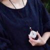Natural pure hand carved Hotan Jade safety buckle pendant, pendant specification: 50.3 * 9.7mm24102693345