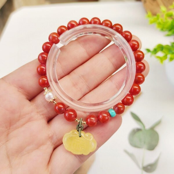 Natural South Red Single Loop Bracelet 💕 Size approximately 7.3mm2410069328