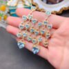 Natural Swiss blue topaz earrings, with a main stone size of 5+8mm260825