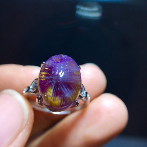 Natural Aurora Titanium Purple Beige Flower Sky Eye Ring Size: 14.1/11.1mm2710178649