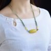Natural Russian honey wax barrel bead clavicle chain, size approximately 35.3x19.4mm, naked weight approximately 9.05g2710690134