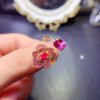 Natural powder topa ring, main stone size 6 * 8mm3110150124