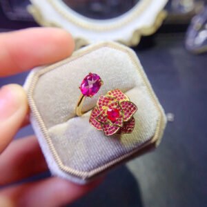 Natural powder topa ring, main stone size 6 * 8mm3110150124