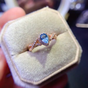 Swiss Blue Topaz Stone Ring, Main Stone Size 4 * 6mm,0211099188