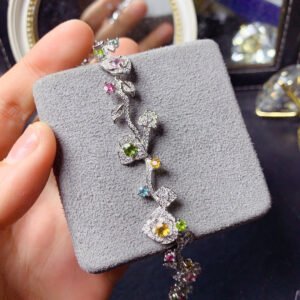 wsxc1699022120995_3 Natural Sri Lankan Burnless Colorful Sapphire Bracelet, Main Stone Size Circle 3+Circle 4mm0311599187