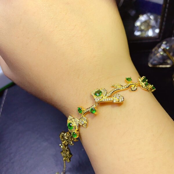 Pure natural Russian diopside bracelet, main stone size round 3+round 4mm0311725188