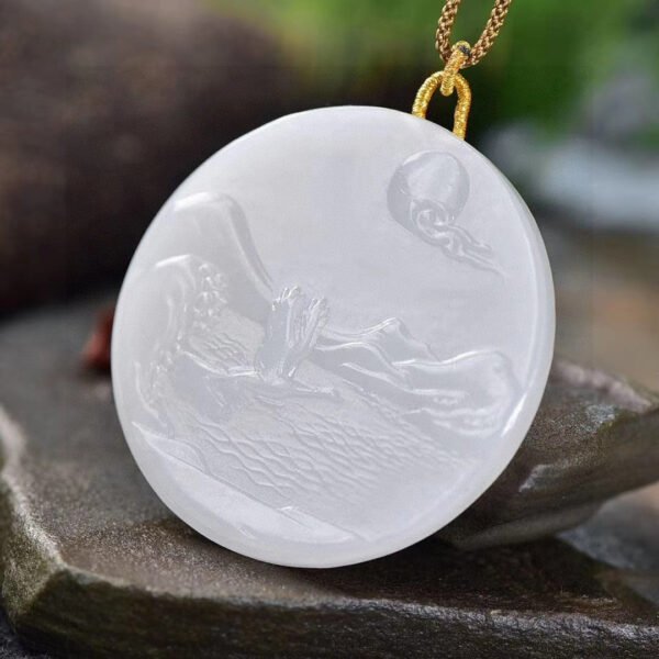 Natural Xinjiang Hotan Jade Sheep Fat Yushan Brand pendant, pendant size: 55.6 * 5.8mm0311339156