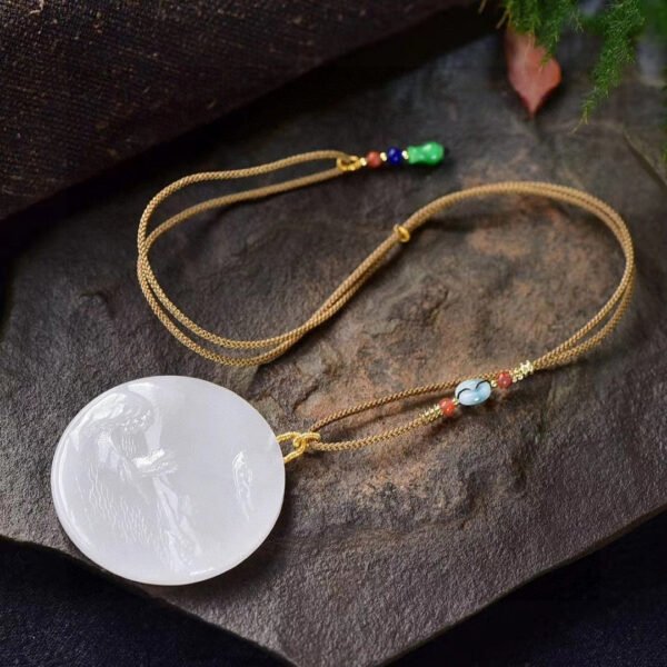 Natural Xinjiang Hotan Jade Sheep Fat Yushan Brand pendant, pendant size: 55.6 * 5.8mm0311339156