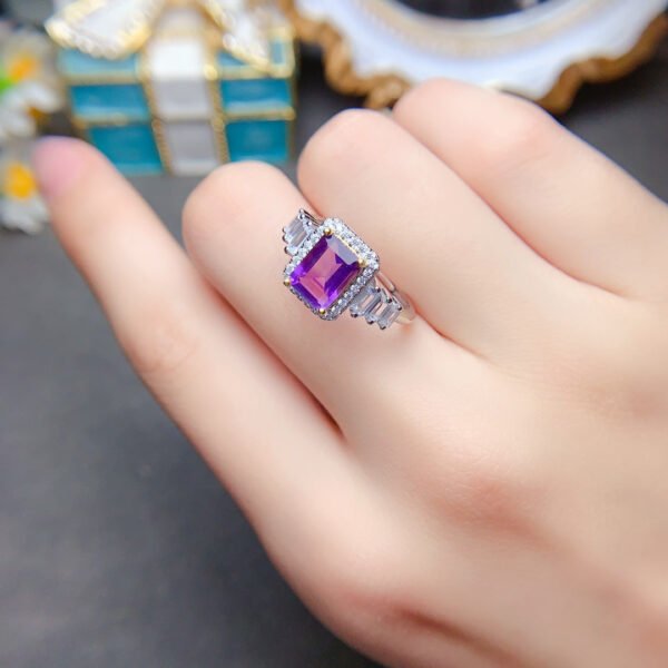 Natural Brazilian amethyst ring, main stone size square 6 * 8mm0411110845