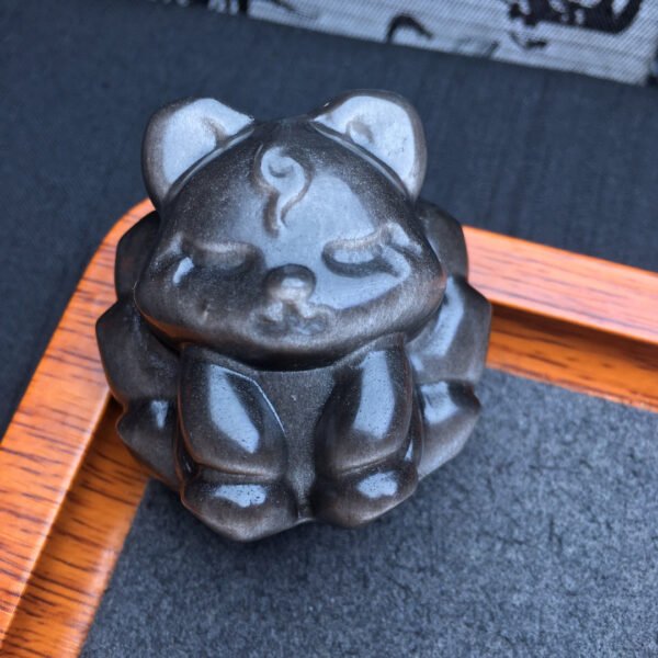 Silver Yao Stone Nine tailed Fox and Little Bear Ornament 💕 Specification 42/30mm0511025889