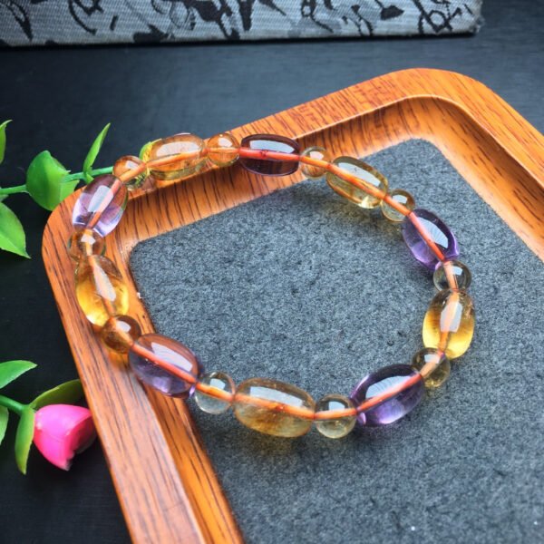 Purple Yellow Crystal Barrel Bead Bracelet 💕 Specification 8mm ✨0711025166