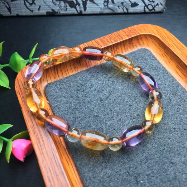 Purple Yellow Crystal Barrel Bead Bracelet 💕 Specification 8mm ✨0711025166