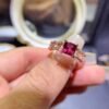 Pure natural magnesium aluminum garnet ring, with a main stone size of 6mm square0811130295