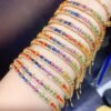 Natural Sri Lanka Burnless Colorful Sapphire Bracelet, Main Stone Size 3 * 4mm1110850136