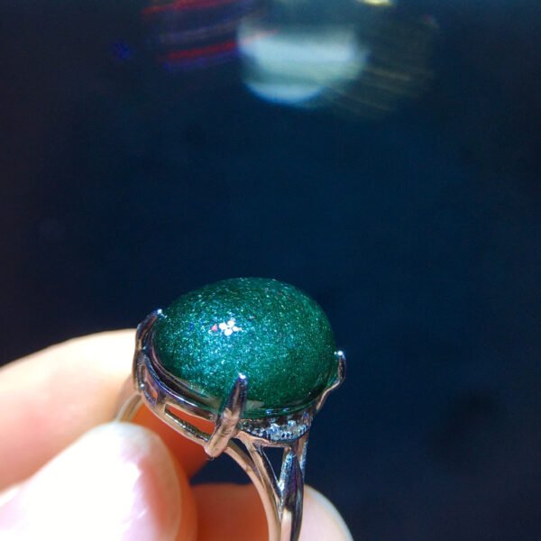 Natural Green Ghost Treasure Bowl Starlight Ring, size 15.1/12.1mm1110208596