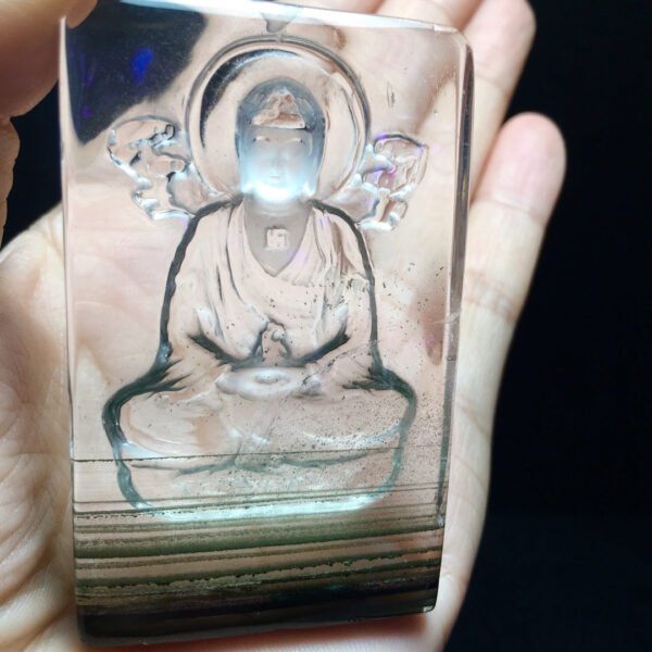 Natural Green Ghost Thousand Layer Silent Buddha Pendant, with a size of 65.6/40/15.7 millimeters and a weight of 77.05 grams1111568992