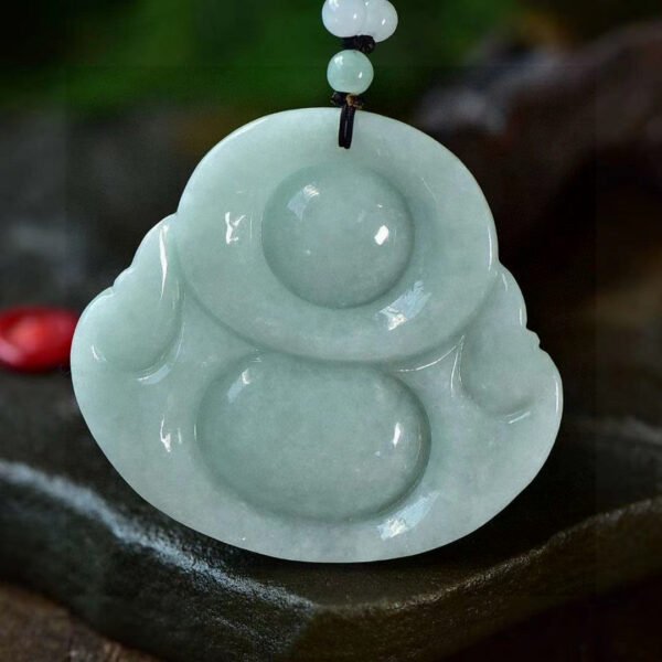 Natural A-grade Jade Maitreya Buddha Pendant, Size: 56.1/51.3/13.8mm1112159664