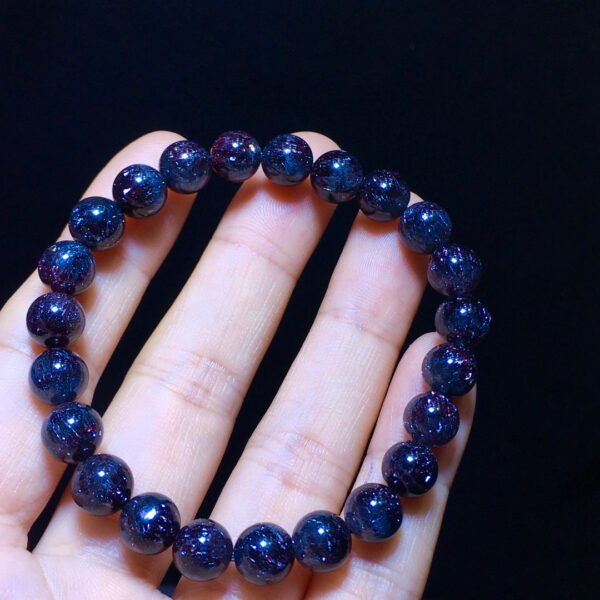 Natural Black Gallen Purple Black Super Seven Black Gold Super Three Wheel Backbone Bracelet, Size 8.2 mm11142098