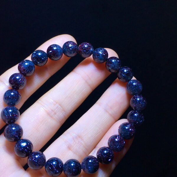 Natural Black Gallen Purple Black Super Seven Black Gold Super Three Wheel Backbone Bracelet, Size 8.2 mm11142098