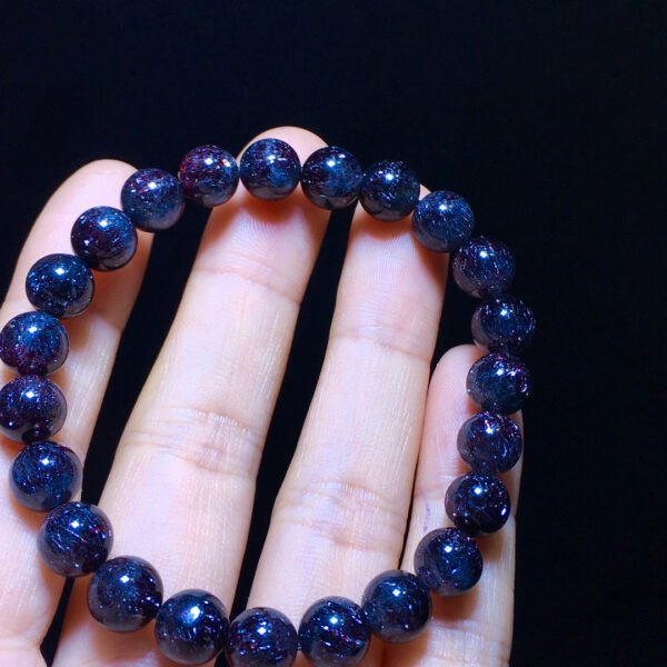 Natural Black Gallen Purple Black Super Seven Black Gold Super Three Wheel Backbone Bracelet, Size 8.2 mm11142098