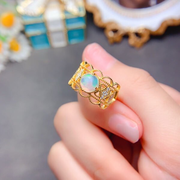 Pure Natural Colorful White Opal Ring, Main Stone Size Round 7mm1116140699