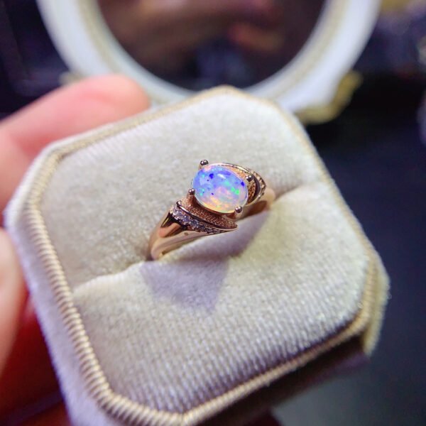 Pure Natural Colorful White Opal Ring, Main Stone Size 6 * 8mm1117110366