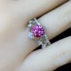 Classic Pink Mosang Diamond Ring, Main Stone 1 Carat, Round 6.5mm1117199366